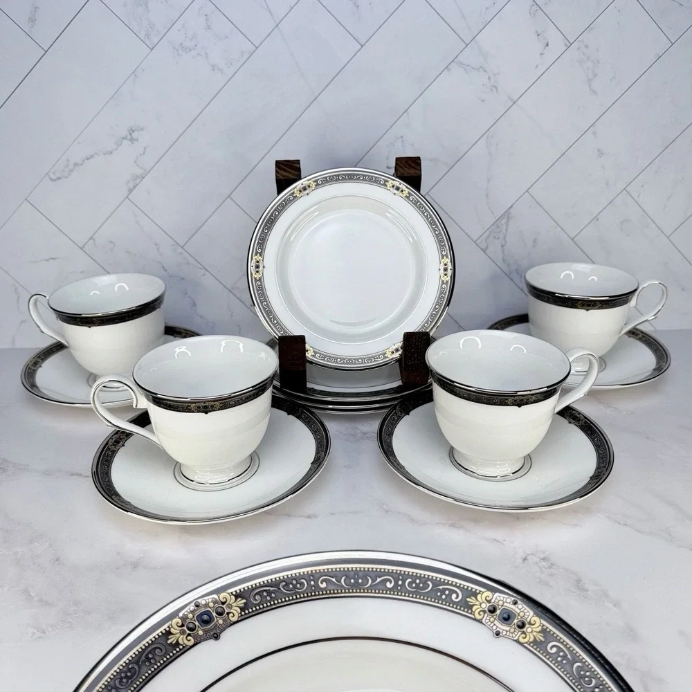 Lenox Vintage Jewel Tea Set - Cup, Saucer & Bread Plate - 12 Piece - Made In USA